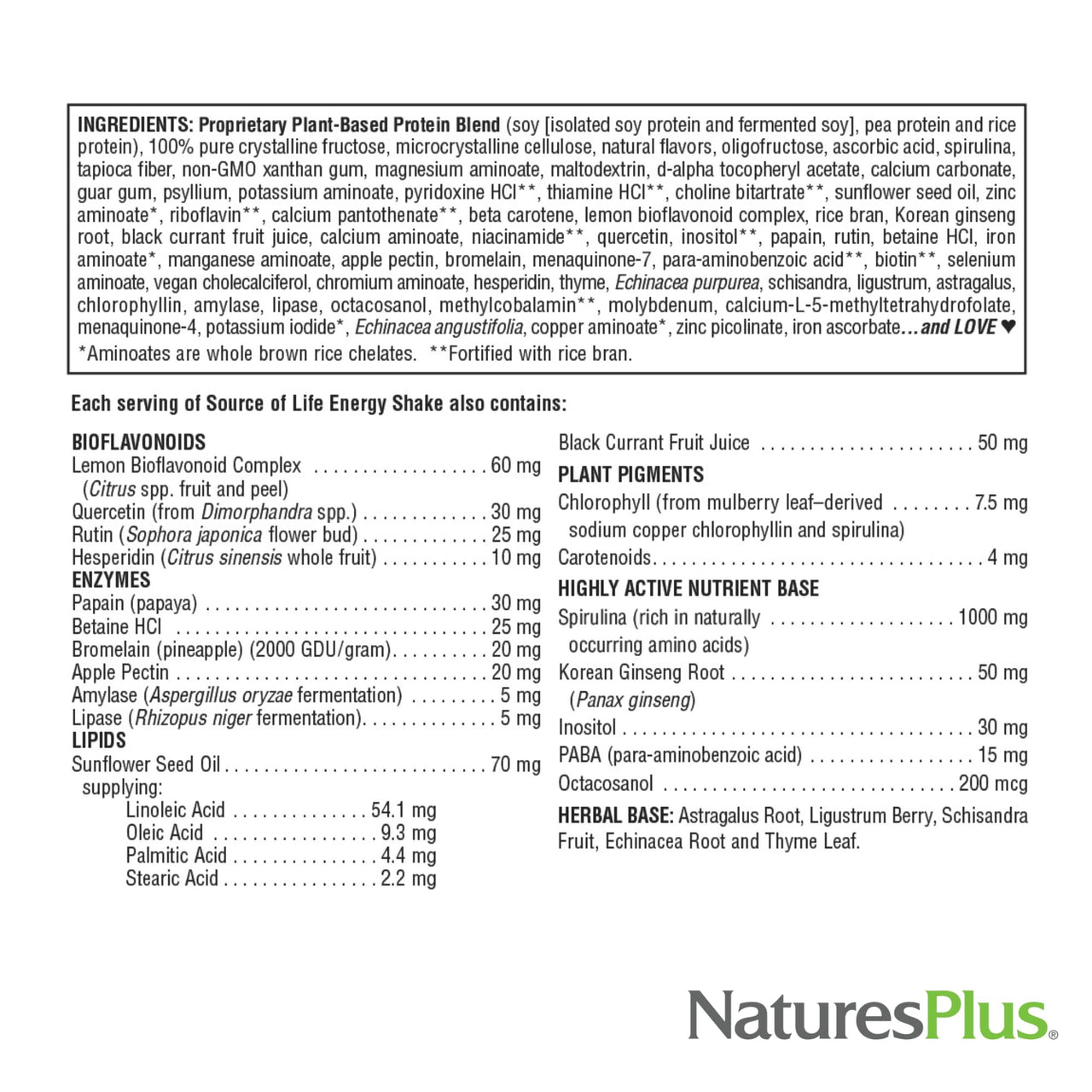 NaturesPlus Source of Life Energy Shake, Creamy Granola - 1.1 lbs - Provides 13g Complete Protein, Vitamins & Minerals - Non-GMO, Gluten Free, Vegetarian - 13 Total Servings