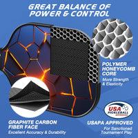 Thumbnail for Gonex Pickleball Paddles, USAPA Approved Graphite Pickleball Rackets with Comfort Grip, Carbon Fiber Pickleball Set of 2/4 Paddles with 4 Balls, Portable Carry Bag