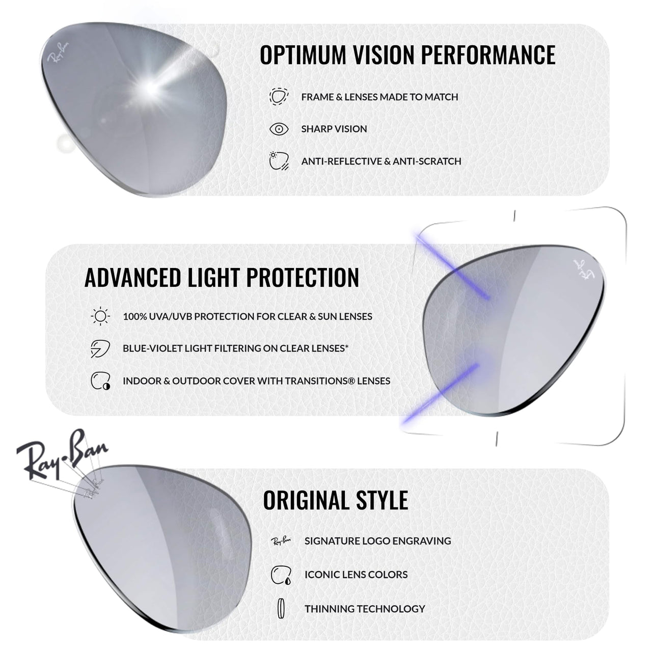 Ray-Ban RB3016 CLUBMASTER Blue-light Clear Square Shape Sunglasses With Eyewear Kit Bundle - Adjustable Nose Pads - Ideal Formal and Casual Wear Square Sunglasses