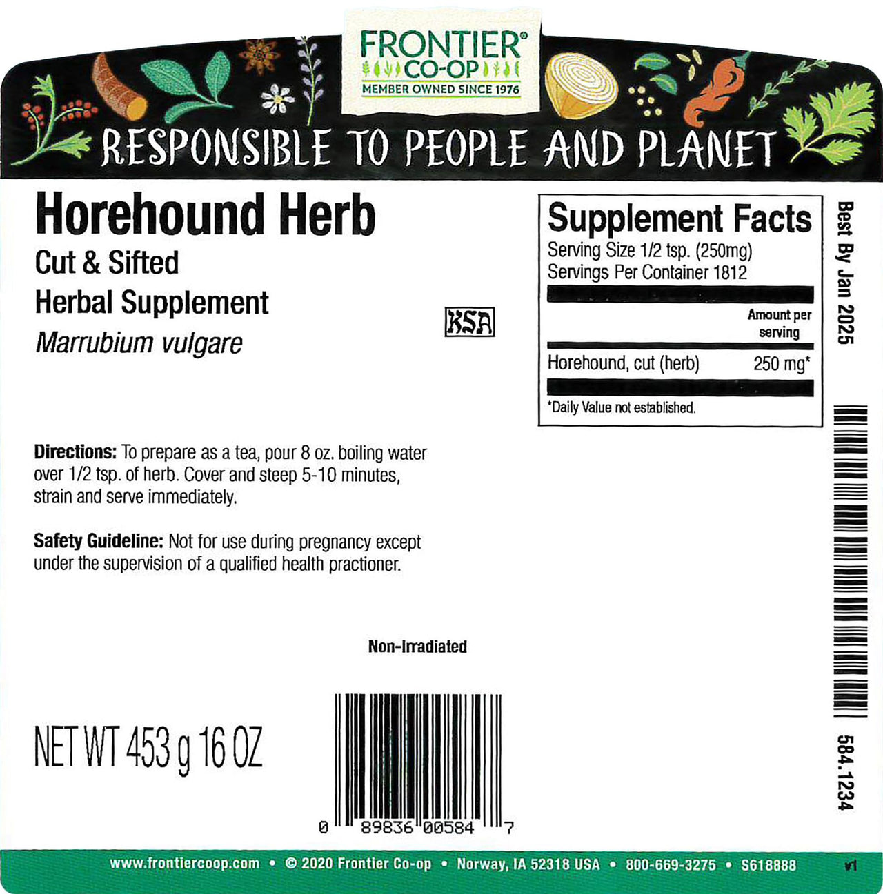 Frontier Co-op Cut and Sifted Horehound Herb 1lb