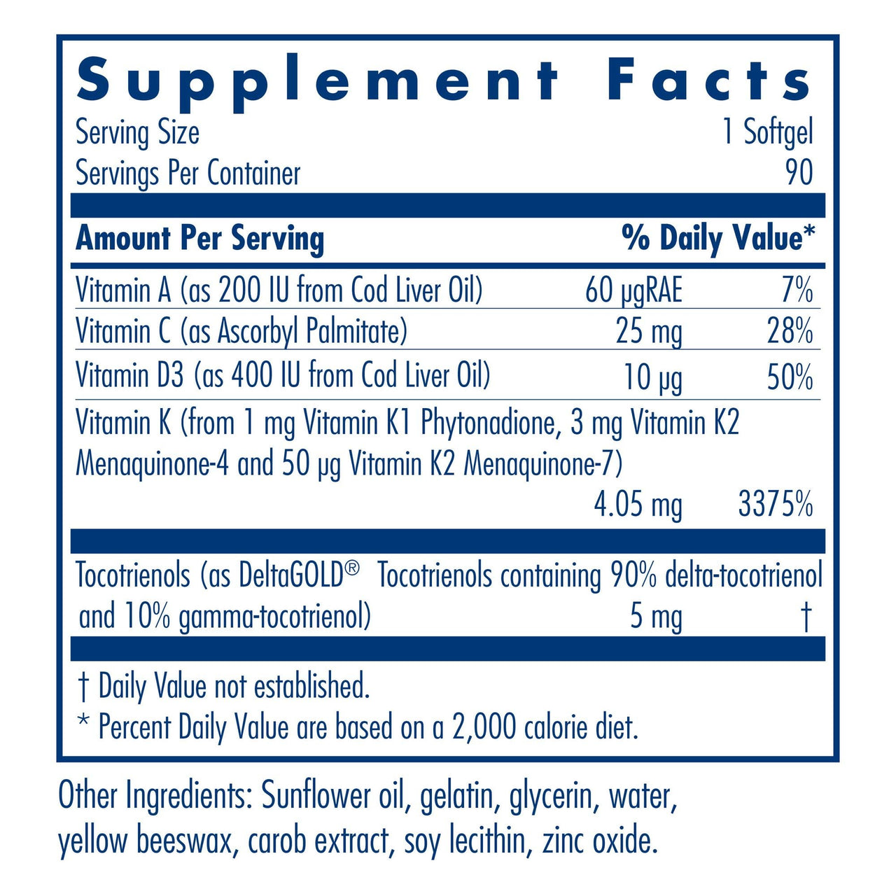 Allergy Research Group Full Spectrum Vitamin K - Supports Bone Metabolism & Circulatory Function - Vitamins K1, MK-4 & MK-7 with Vitamins A, C & D - 90 Servings - 90 Capsules