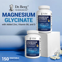 Thumbnail for Dr. Berg Magnesium Glycinate with Vitamin D, B6 & Zinc for Stress Relief, Calm, Relaxation, & Good Sleep* - 120 mg Per Magnesium Supplement Capsule - Chelated Magnesium Glycinate - 150 Caps