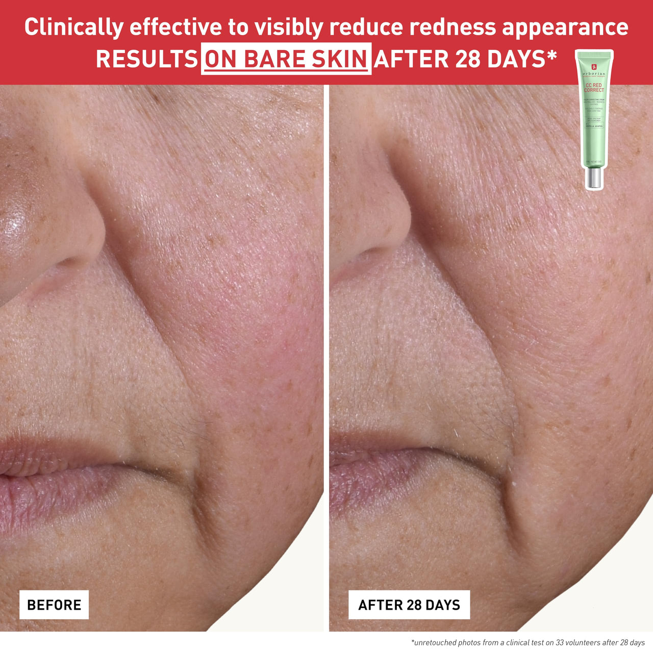 Erborian CC Red Correct - Skincare-First Green Color Corrector with Centella Asiatica, Illuminating Color Corrector with Redness Coverage & SPF 25 - Cica, Korean Skincare