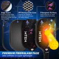 Thumbnail for MTEN Pickleball Paddles Set of 2, USAPA Approved Fiberglass Surface Pickleball Set with 2 Pickleball Rackets,4 Pickleball Balls,1 Portable Carry Bag, Pickle Racket Set for Men Women
