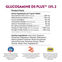 Thumbnail for NaturVet Glucosamine DS Plus Level 2 Moderate Care Joint Support Supplement for Dogs and Cats, Chewable Tablets Time Release, Made in The USA, 60 Count