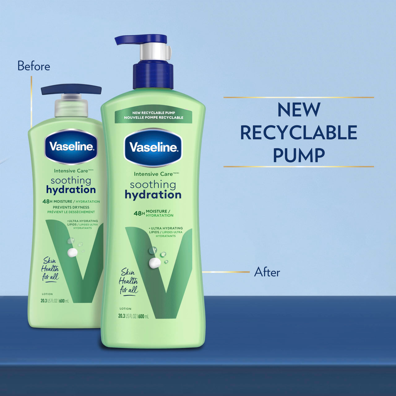 Vaseline Intensive Care Body Lotion for Dry Skin Soothing Hydration Lotion Made with Ultra-Hydrating Lipids + 1% Aloe Vera Extract to Refresh Dehydrated Skin 20.3 oz, Pack of 3