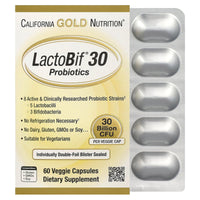 Thumbnail for California Gold Nutrition LactoBif® 30 Probiotics, 30 Billion CFU, 60 Veggie Capsules