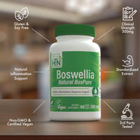 Thumbnail for Health Thru Nutrition Boswellia 300mg 60 Capsules as Bospure AKBAMAX | High Potency 75% Boswellic Acids 10% AKBA | Healthy Mobility Support | Vegan Certified | Non-GMO, Gluten Free, Soy Free