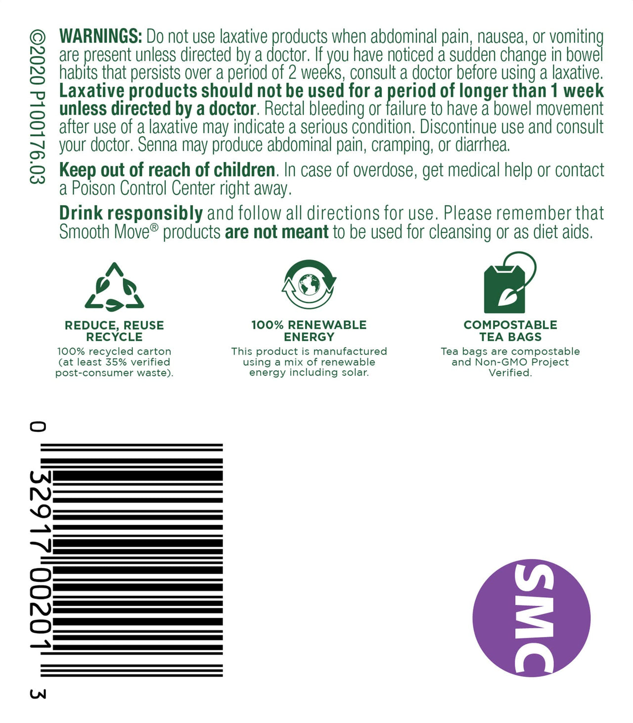 Traditional Medicinals Organic Smooth Move Senna Chamomile Herbal Tea, Relieves Occasional Constipation, (Pack of 1) - 16 Tea Bags