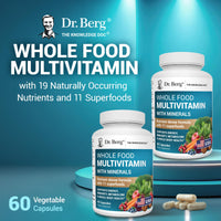 Thumbnail for Dr. Berg Whole Food Multivitamin with Minerals - Daily Multivitamin for Men and Women - Includes Premium Whole Food Fruits and Vegetable Blend with Folate, Alpha-lipoic Acid and More - 60 Capsules