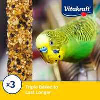 Thumbnail for Vitakraft Crunch Sticks Parakeet Treat – 2 Sticks – Sesame and Banana Flavor - Triple Baked with Natural Wood Chew Center - Added Vitamins and Minerals with Cage Clip Holder