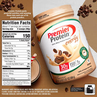 Thumbnail for Premier Protein Powder, Café Latte, 30g Protein, 95mg Caffeine for Energy, No Added Sugar, 100% Whey Protein, Keto Friendly, Soy & Gluten Free, 23.9 oz (17 Servings)