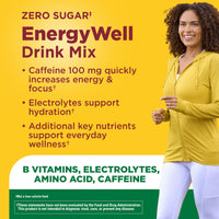 Thumbnail for Nature Made Zero Sugar EnergyWell Drink Mix, Caffeine, B Vitamins and Electrolytes Powder, Energy & Hydration Support, 12 Sugar Free Drink Mix Packets, 12 Day Supply
