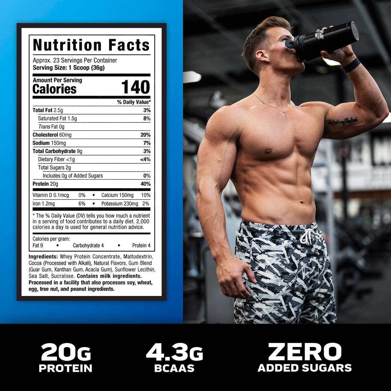 Muscletech Grass-Fed Whey Protein Powder (Triple Chocolate, 1.8LB) - Whey Protein Smoothie & Milk Shake Mix Supports Muscle Gain & Recovery - 20g of Whey Protein for Women & Men - Non-GMO, Gluten-Free
