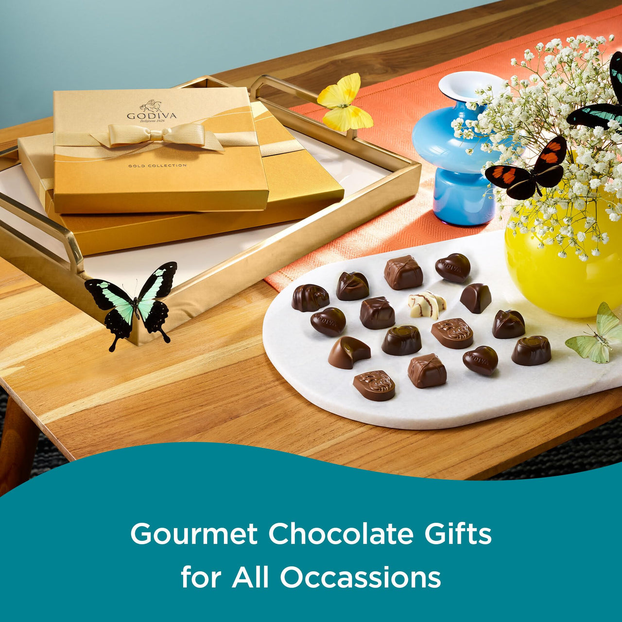 Godiva Chocolatier Gold Ribbon 9-Piece Assorted Chocolate Gift Box – Gourmet Chocolate Candy Variety Pack – Dark Caramel, Milk Chocolate, Nuts– Gift Basket for Congratulations, Birthday and Anniversary