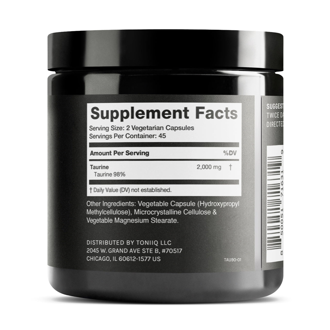 Toniiq 2000mg Taurine Supplement - High Purity Taurine Powder Capsules, 98%+ Pure, Third-Party Lab Tested - Potent, Non-GMO, Gluten-Free, Effective Formula 45 Optimal Servings Per Bottle