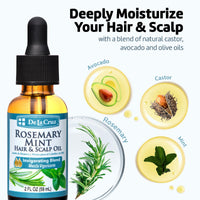 Thumbnail for De La Cruz Rosemary Mint Oil Blend For Hair & Scalp - 2 FL OZ + 8 FL OZ Bundle - Revitalizing Blend with Castor, Avocado and Olive Oil - Naturally Moisturizing Rosemary Hair Oil