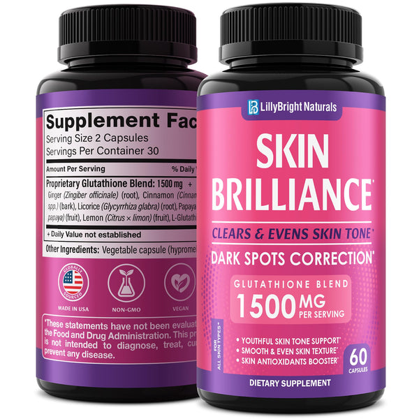 Buy Glutathione Capsules - 1,500mcg L-Glutathione Supplement with Vitamin C - Skin Tone Enhancer - Targets Dark Spots & Acne Marks - Antioxidant Supplement for Beauty & Health Support - 60 Skin Pills Online