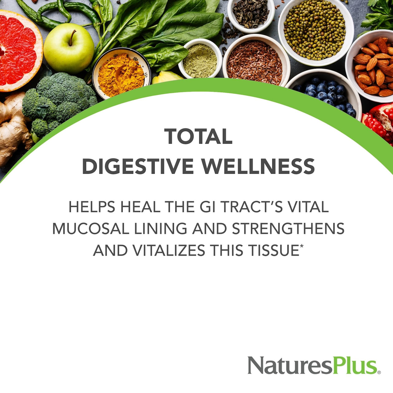 NaturesPlus GI Natural Total Digestive Wellness - 90 Bi-Layered Tablets - with L-Glutamine, Probiotics, Prebiotics & Enzymes - Gluten Free - 30 Servings