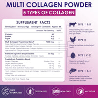 Thumbnail for NATURE TARGET Multi Collagen Peptides Powder - Type I, II, III, V, X - Hydrolyzed Collagen Peptides with Vitamin C Hyaluronic Acid, Supports Skin Hair Nail & Joint, Grass-Fed, Non-GMO, 35 Servings
