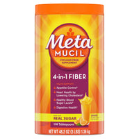 Thumbnail for Metamucil 4-in-1 Psyllium Husk GLP-1 Friendly Fiber Supplement, Real Sugar, 114 tablespoons, Orange Flavored, Daily Fiber Powder for Digestive Health, made with Plant-Based Psyllium Husk Fiber