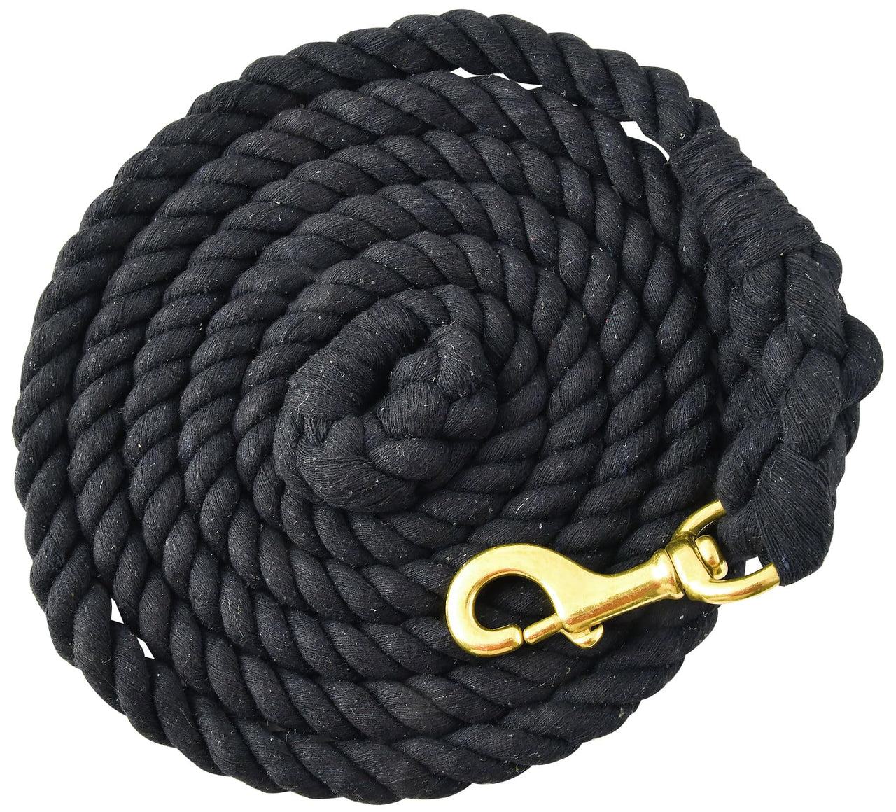 Jeffers Equine Twisted Solid Cotton Horse Lead Rope, 10'L, Black, Lightweight, Rust Resistant Brass Bolt Snap. Ideal for Training & Grooming - Heavy Duty Hardware for Safety & Control