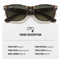 Thumbnail for Ray-Ban RB2132 NEW WAYFARER Classic Polarized Square Shape Sunglasses With Eyewear Kit Bundle - High Bridge Fit - Casual Wear Square Sunglasses