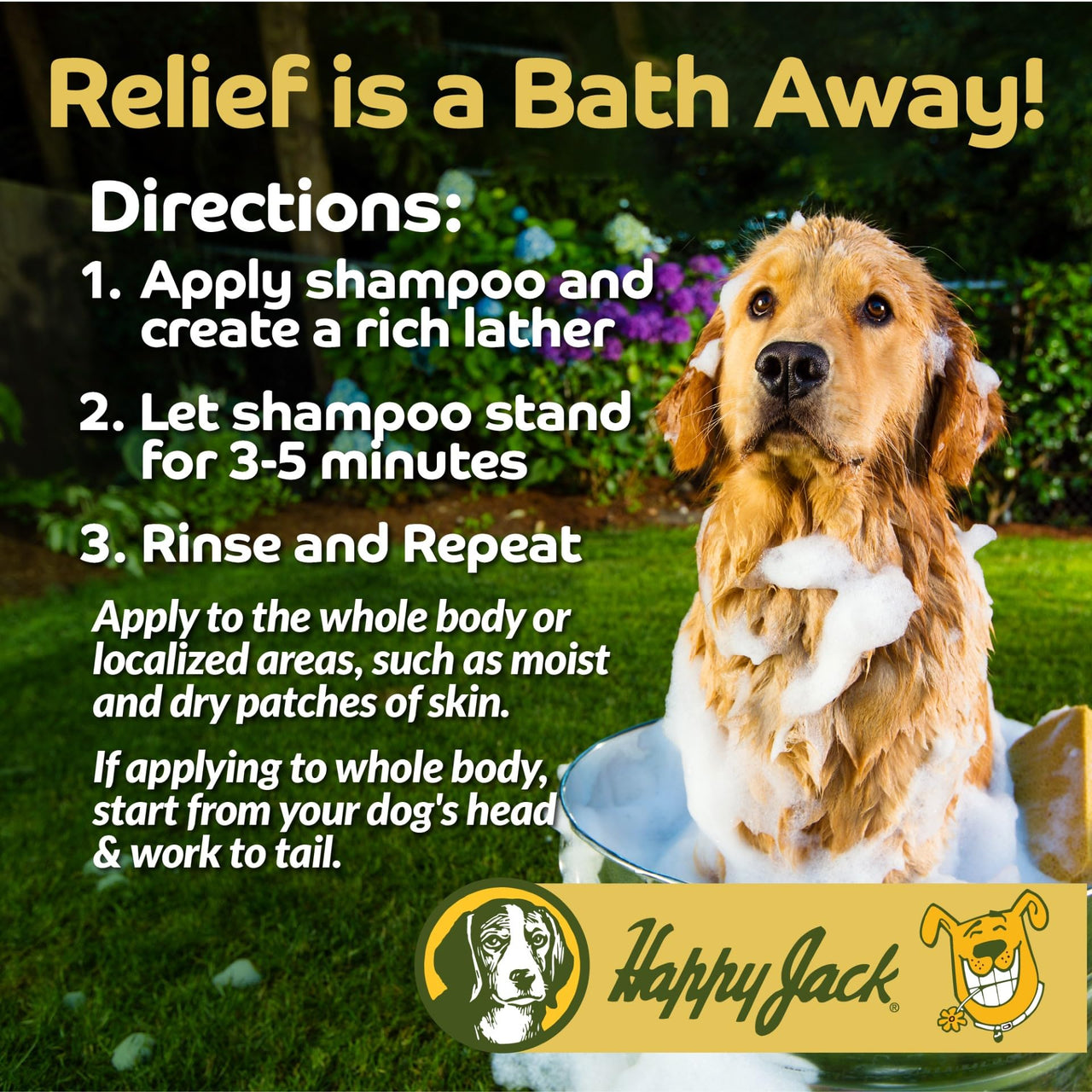 Happy Jack Itch No More Dog Itchy Skin Shampoo & Treatment (12 oz), Flea Bites, Allergies & Itch Relief, Stops Itching, Scratching & Gnawing on First Application for Healthy Dog Skin & Coat
