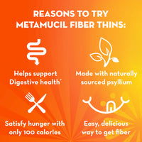Thumbnail for Metamucil Fiber Thins, Daily Fiber Supplement Snack, Psyllium Husk Powder, 5g Fiber per Serving, Supports Digestive Health and Satisfies Hunger, Cinnamon Spice Flavor, pack of 4, 12 Servings each