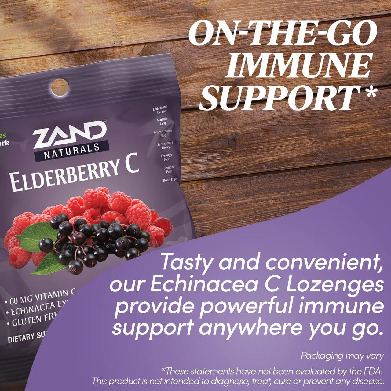 Zand Immunity Elderberry Vitamin C Lozenges, Immune Support Soothing Throat Drops, Elderberry, Vitamin C, Echinacea Extract, No Cane Sugar or Corn Syrup, Gluten Free, Non-GMO (12 Bags, 18 Lozenges)