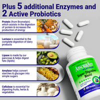 Thumbnail for AbsorbAid Platinum Digestive Enzyme Support 60 vCaps, 12 Digestive Enzymes Plus 2 Probiotics for Maximum Relief