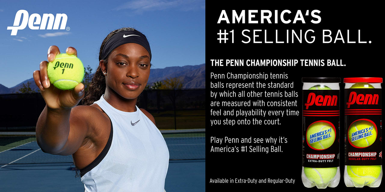 Penn Championship Tennis Balls - Regular Duty Felt Pressurized Tennis Balls - 12 Cans, 36 Balls