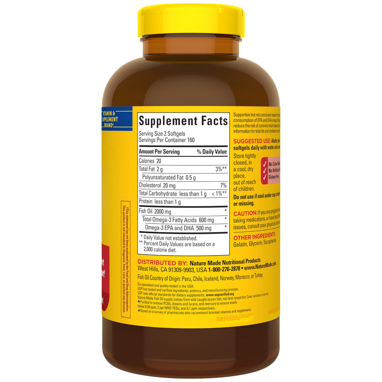 Nature Made Fish Oil Omega 3 Supplements, 1000mg Softgels, Omega 3 Fish Oil for Healthy Heart Support, 320 Softgels, 160 Day Supply