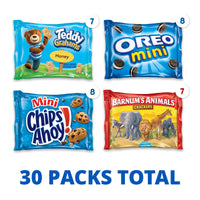 Thumbnail for Nabisco Team Favorites Variety Pack, OREO Mini, CHIPS AHOY! Mini, Teddy Grahams Honey & Barnum's Animal Crackers, Christmas Stocking Stuffers, 30 Snack Packs (Pack of 4)