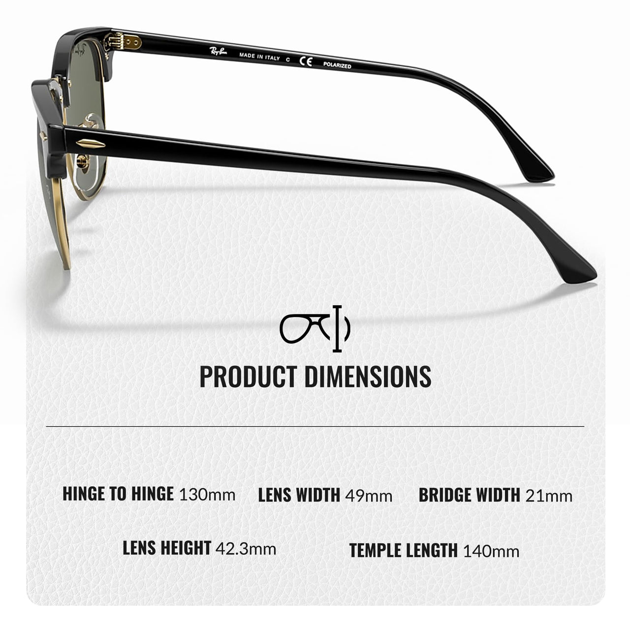 Ray-Ban RB3016 Clubmaster Classic Square Shape Sunglasses With Eyewear Kit Bundle - High Bridge Fit - Ideal Formal and Casual Wear Square Sunglasses
