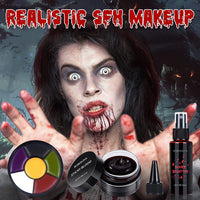 Thumbnail for BOBISUKA Demonic Special Effects SFX Halloween Makeup Kit - 5 Colors Bruise Makeup Face Body Painting Palette + Scar Wax with Spatula Tool + Fake Blood Splatter Spray + Fake Blood Cream +Stipple Spong