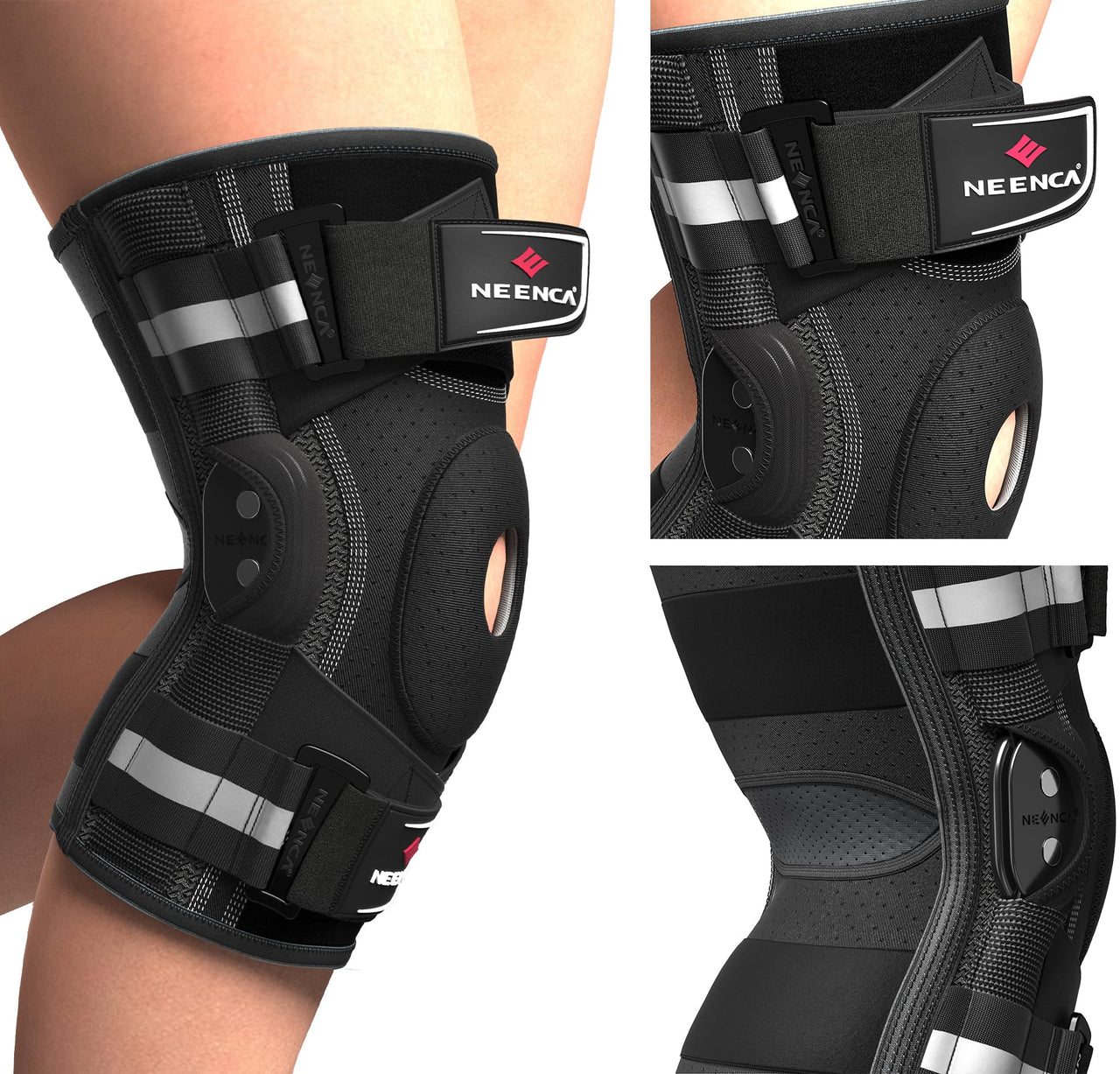 NEENCA Professional Knee Brace X-Large for Knee Pain, Hinged Knee Support with Patented X-Strap Fixing System, Strong Stability for Pain Relief, Arthritis, Meniscus Tear, ACL, PCL, MCL, Runner, Sport, Workout