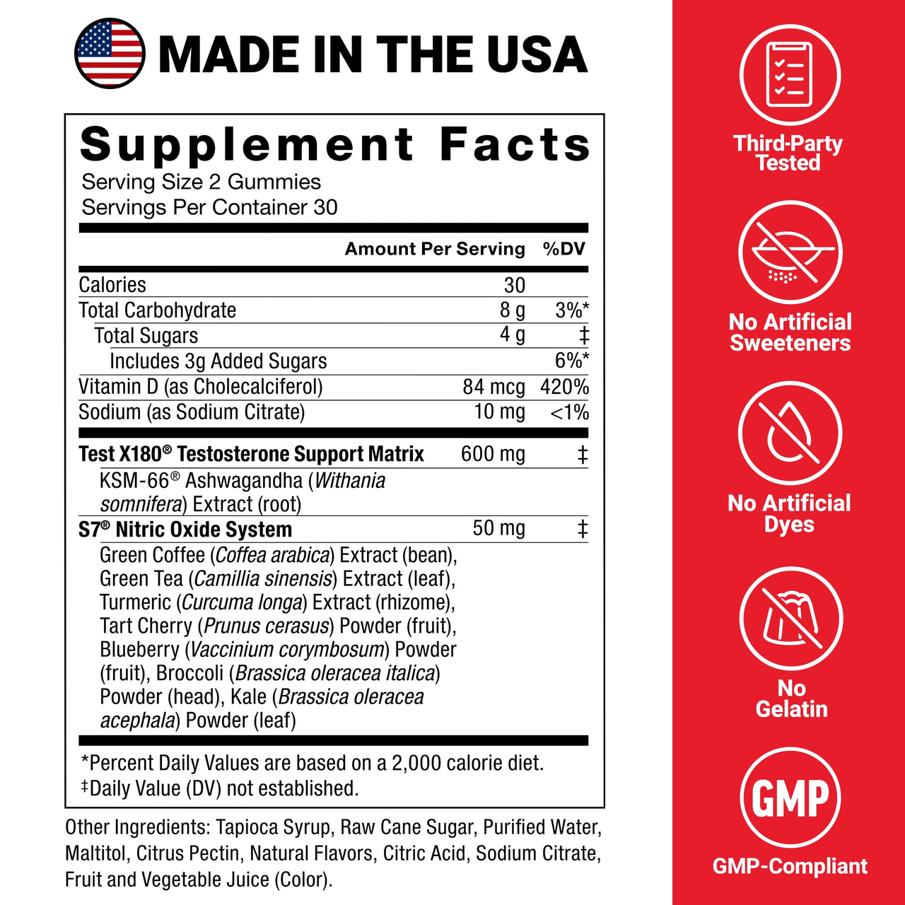 Force Factor Test X180 Max Gummies, Testosterone Booster Supplement for Men, with KSM-66 Ashwagandha to Support T Levels, Strength & Vitality, Mixed Berry, 60 Gummies
