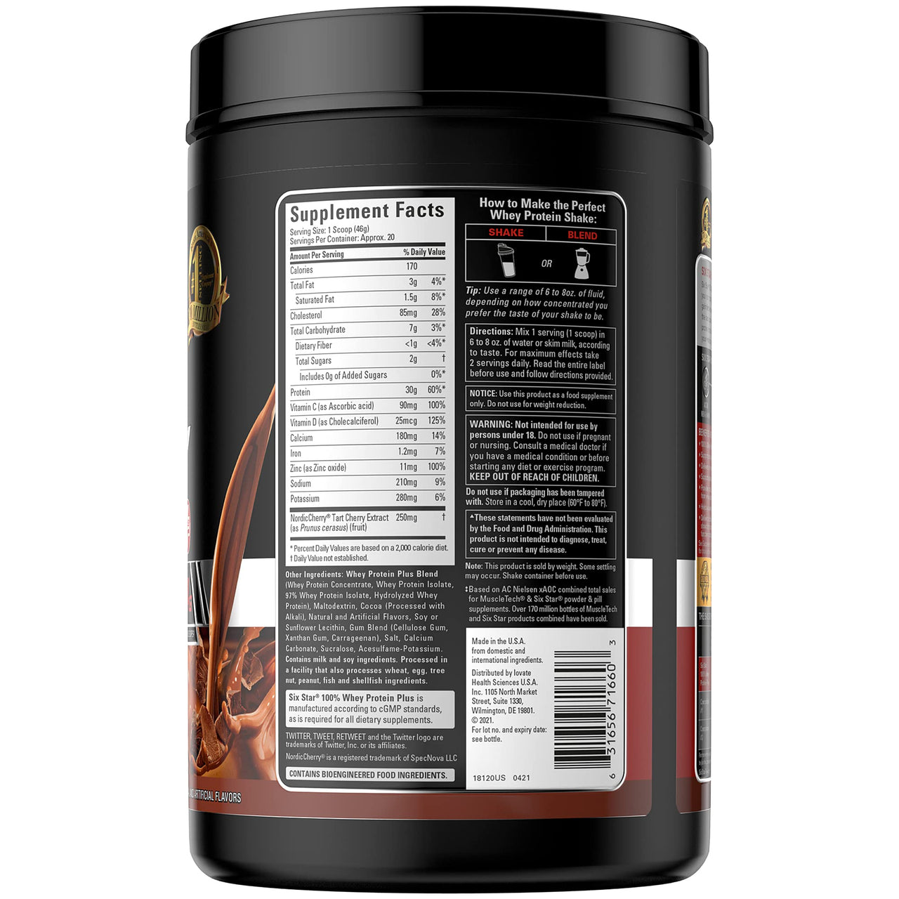 Whey Protein Powder + Immune Support | Six Star Whey Protein Plus | Whey Protein Isolate & Peptides + Muscle Builder | Lean Protein Powder for Muscle Gain & Recovery | Chocolate, 2 lbs
