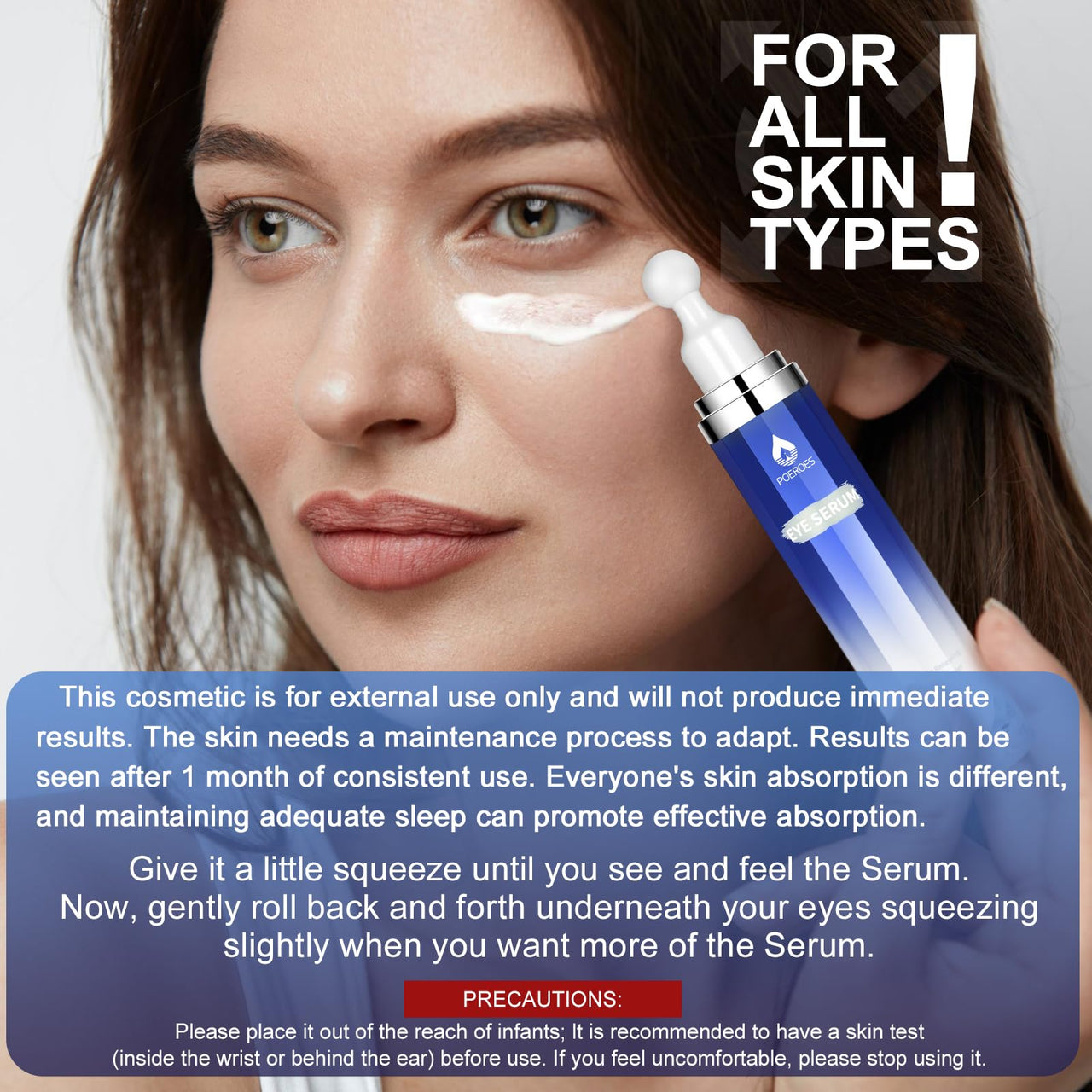 Eye Serum with 8% Caffeine 8% Retinol Hyaluronic Acid Niacinamide peptides for Puffy Bags Fine Lines Dark Circles Wrinkles, Under Eye Cream with 360° Roller Massage Ball, 0.5 fl. oz