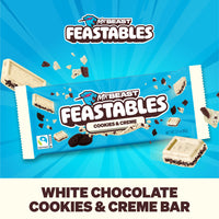 Thumbnail for MrBeast Feastables Cookies & Creme Chocolate Bar, King Size, 10 Count, White Chocolate with Cookie Pieces, Fairtrade Cocoa, 2.1oz Each
