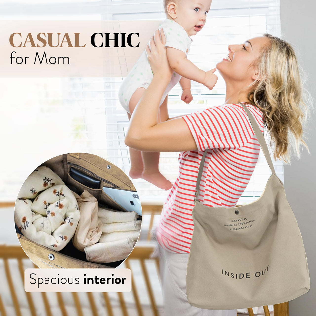 Large Tote Bag for Women, Canvas Bag Women Gift, Fashion Crossbody 16oz Cotton Bag, Large Capacity Shoulder Bag