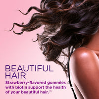Thumbnail for Nature's Bounty Optimal Solutions Hair, Skin and Nails Gummies with Biotin, 2500 mcg, Strawberry Flavored, 200 Count, 100 Total Servings