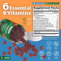 Thumbnail for B Complex Gummies with Vitamin C â€“ Great Tasting 1 a Day Energy & Nervous System Support for Adults â€“ Vegan, Kosher, Non-GMO Vitamin B Complex Gummies with B12, B6, Niacin & Folic Acid â€“ 70 Count