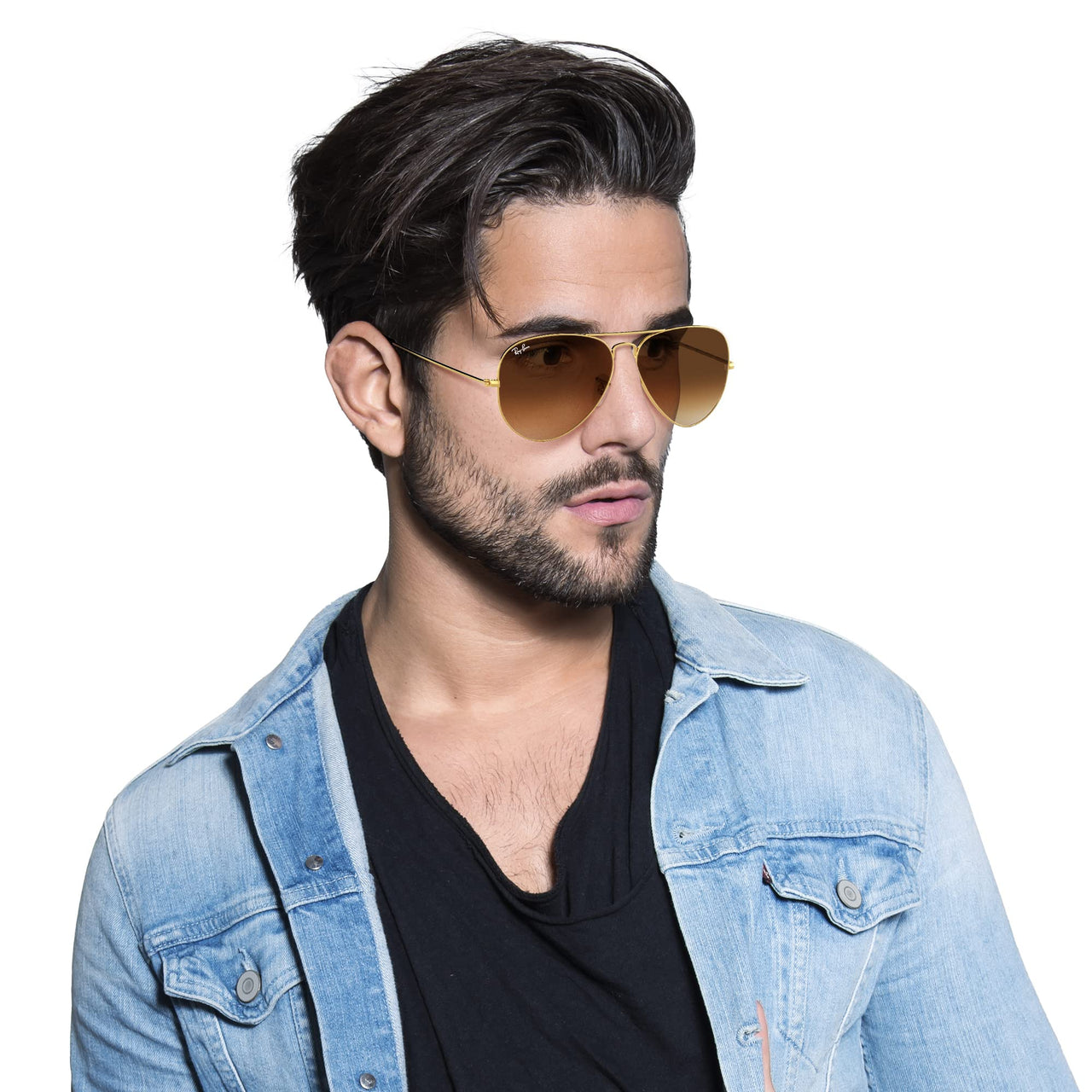 Ray-Ban RB3025 Classic Aviator Sunglasses, Gold/Clear Gradient Brown, 58 mm