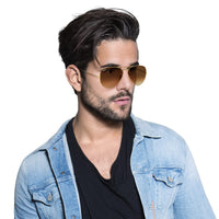 Thumbnail for Ray-Ban RB3025 Classic Aviator Sunglasses, Gold/Clear Gradient Brown, 58 mm