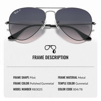 Thumbnail for Ray-Ban RB3025 Classic Gradient Polarized Aviator Shape Sunglasses With Eyewear Kit Bundle - Adjustable Nose Pads - Ideal Formal and Casual Wear Retro Sunglasses