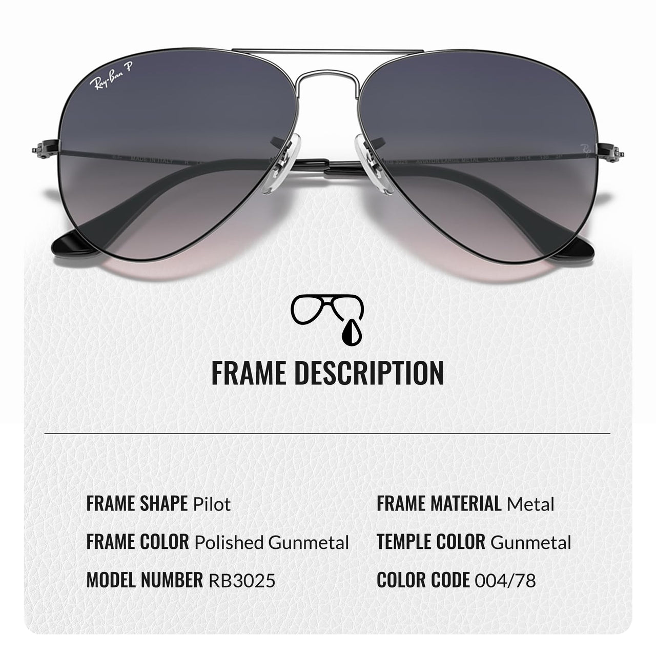 Ray-Ban RB3025 AVIATOR CLASSIC POLARIZED Pilot Shaped Sunglasses for Men & Women – Includes Official Rayban Eyewear Kit – Ideal Formal & Casual Wear Sunglasses – Blue/Grey Lens