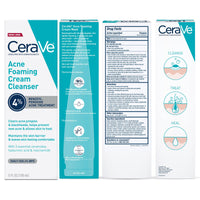 Thumbnail for CeraVe Acne Foaming Cream Cleanser, 4% Benzoyl Peroxide Face Wash With Hyaluronic Acid, Niacinamide & Ceramides, Gentle Daily Acne Treatment For Face