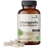Thumbnail for Futurebiotics Ashwagandha Extra Strength Stress & Mood Support with BioPerine - Non GMO Formula, 120 Vegetarian Capsules